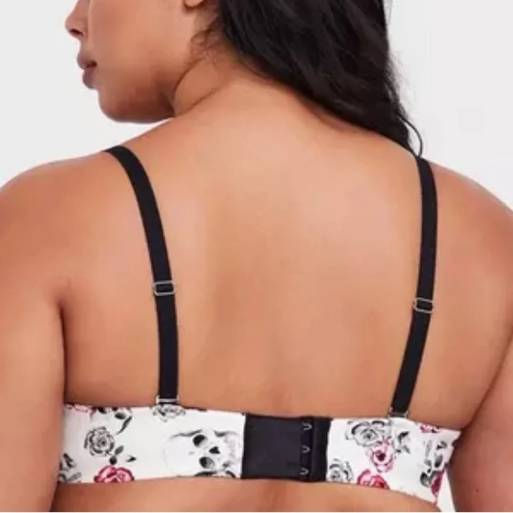 Torrid Curve Body™ white Skull red rose Floral Demi Bra white rockabilly 46DD - Picture 4 of 11